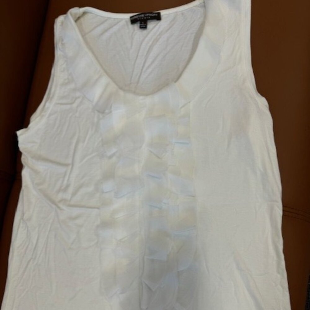 Women's L, Adrienne Vittadini Studio Ruffle Sleeveless Blouse/Tank